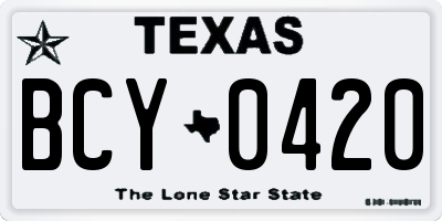 TX license plate BCY0420