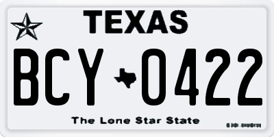 TX license plate BCY0422
