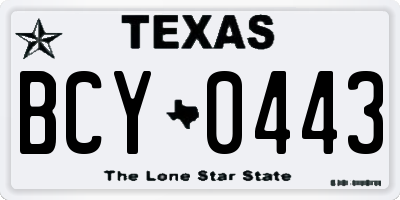 TX license plate BCY0443