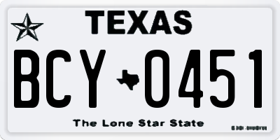 TX license plate BCY0451