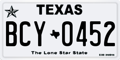 TX license plate BCY0452