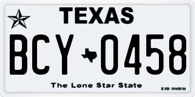 TX license plate BCY0458