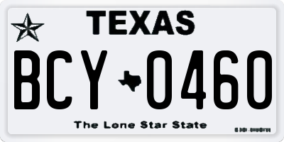 TX license plate BCY0460