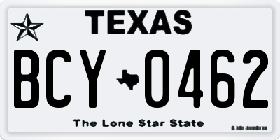 TX license plate BCY0462