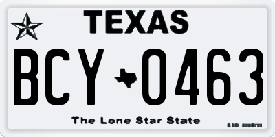 TX license plate BCY0463