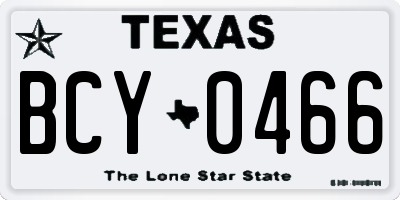 TX license plate BCY0466