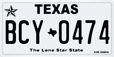 TX license plate BCY0474