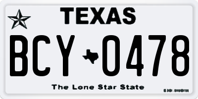 TX license plate BCY0478