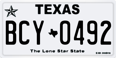 TX license plate BCY0492
