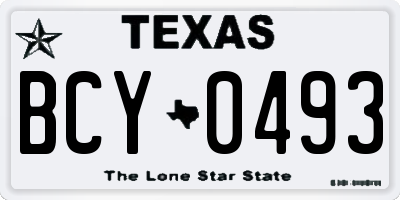 TX license plate BCY0493