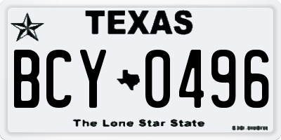 TX license plate BCY0496