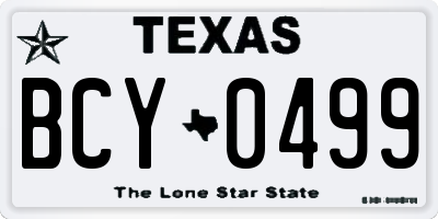 TX license plate BCY0499
