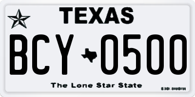 TX license plate BCY0500