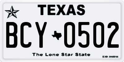 TX license plate BCY0502
