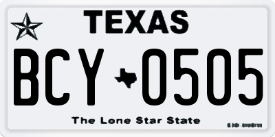 TX license plate BCY0505