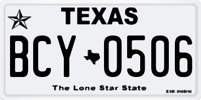 TX license plate BCY0506