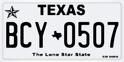 TX license plate BCY0507