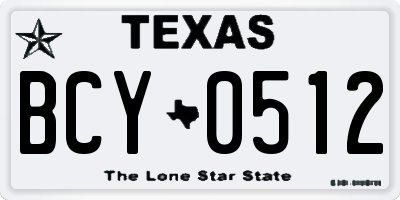 TX license plate BCY0512