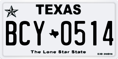 TX license plate BCY0514