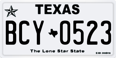 TX license plate BCY0523