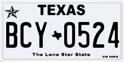 TX license plate BCY0524