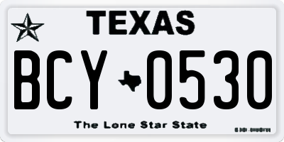 TX license plate BCY0530