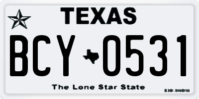 TX license plate BCY0531