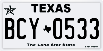 TX license plate BCY0533