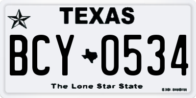 TX license plate BCY0534