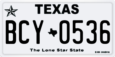 TX license plate BCY0536