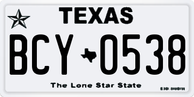 TX license plate BCY0538