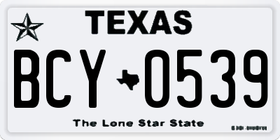 TX license plate BCY0539