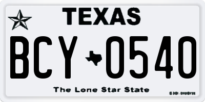 TX license plate BCY0540