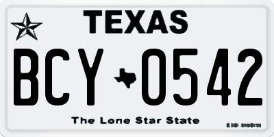 TX license plate BCY0542