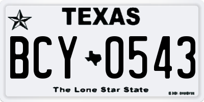 TX license plate BCY0543