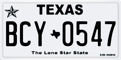 TX license plate BCY0547