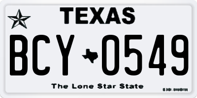 TX license plate BCY0549