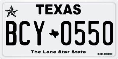 TX license plate BCY0550
