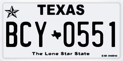 TX license plate BCY0551