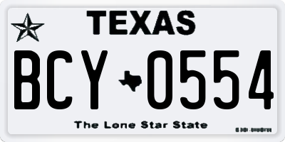 TX license plate BCY0554