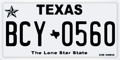 TX license plate BCY0560