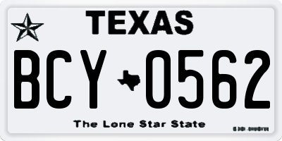 TX license plate BCY0562