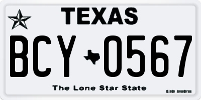 TX license plate BCY0567