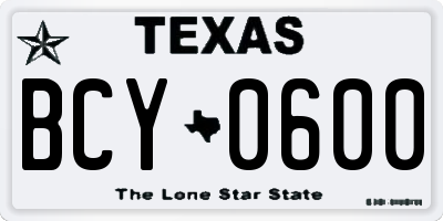 TX license plate BCY0600