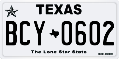 TX license plate BCY0602