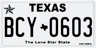 TX license plate BCY0603