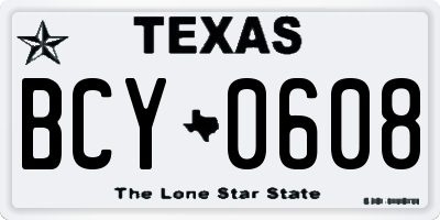 TX license plate BCY0608