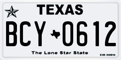 TX license plate BCY0612
