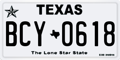 TX license plate BCY0618