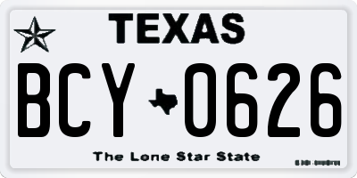 TX license plate BCY0626
